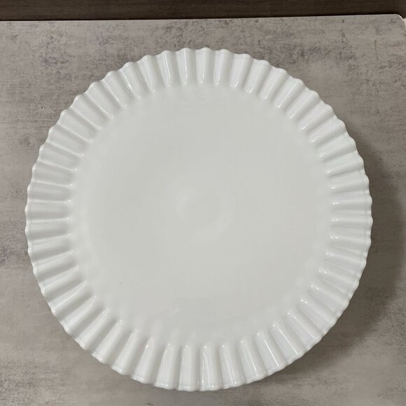 Vintage Fenton White Milk Glass Hobnail Pedestal Ruffle Edge Cake Stand 13" - Picture 6 of 6